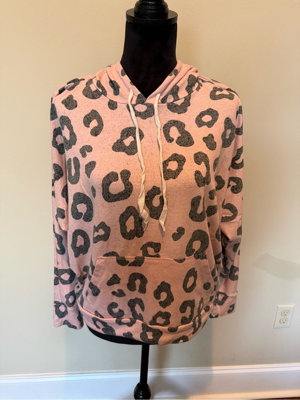 Pink Leopard Print Hoodie Sweatshirt - Women